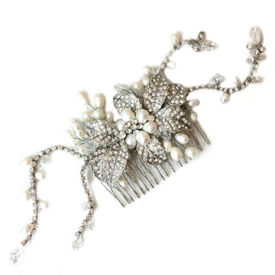 Arianna Bridal Headpiece: Freshwater Pearls & Crystals